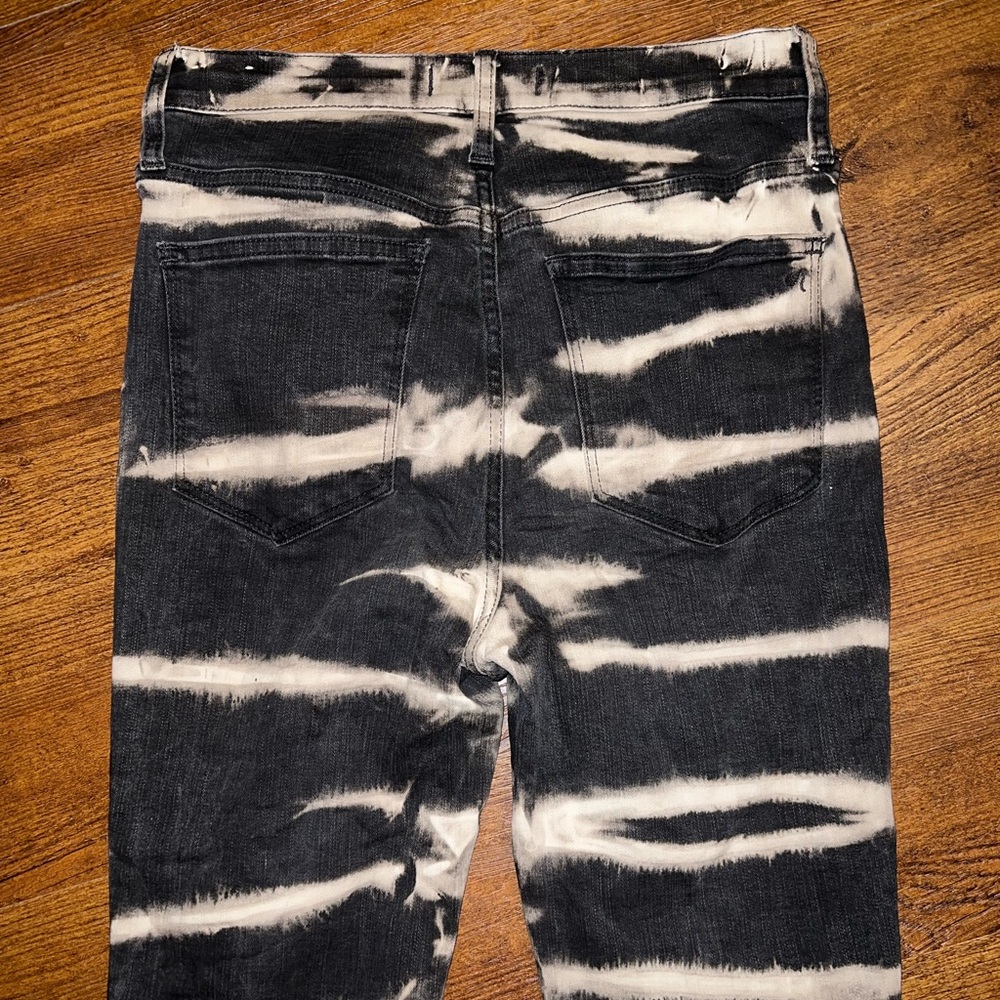 Madewell Black High Rise Trendy Grunge Skinny Jeans White Stripe Pattern Size 26 - Picture 6 of 12